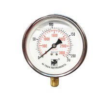 Pressure Gauge Bottom Connection 1/4 BSP (65MM / 21/2" Dial) SS Body Glycerine filled